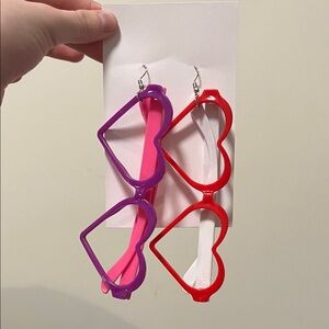 Handmade Heart Glasses Earrings